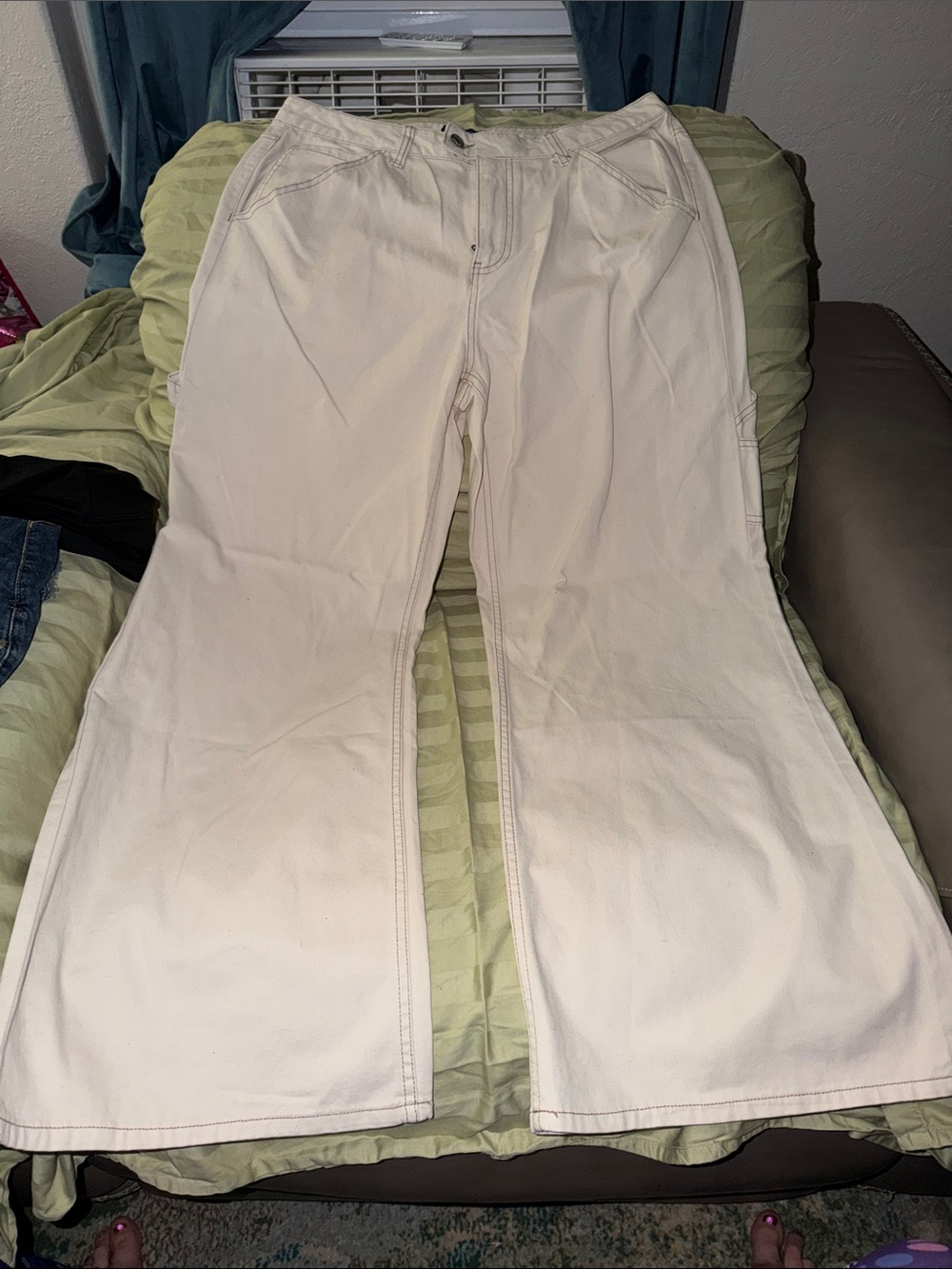 Forever 21 Cream Wide-Leg Jeans